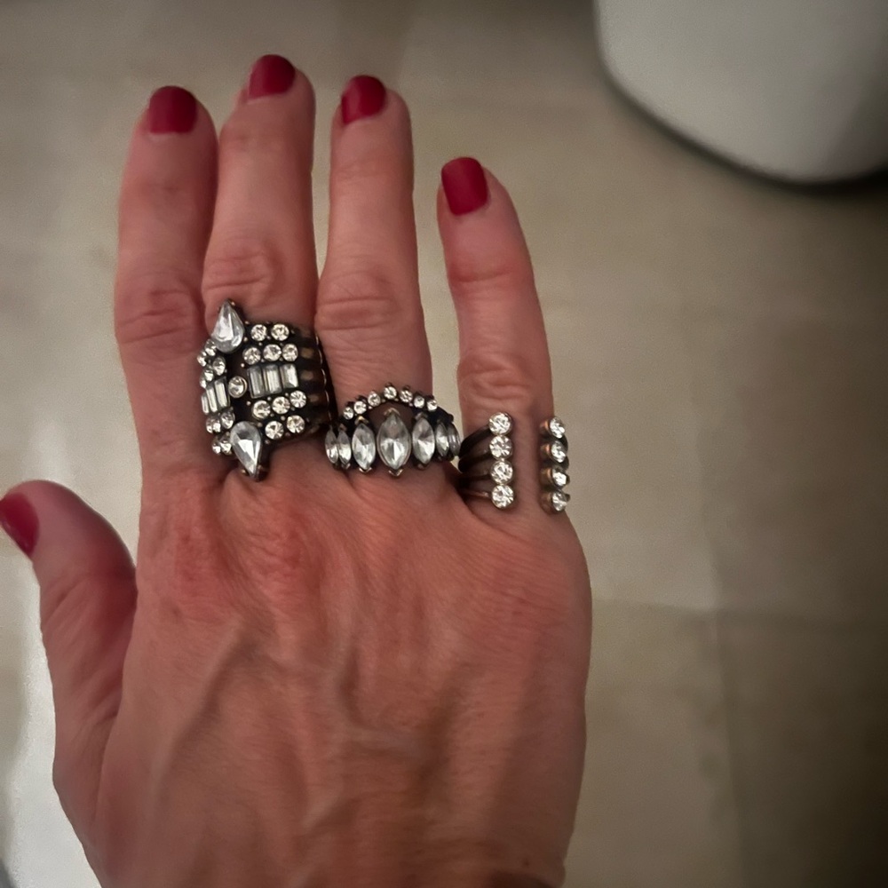 BOHO FESTIVAL CRYSTAL  Statement Ring Set OF 3